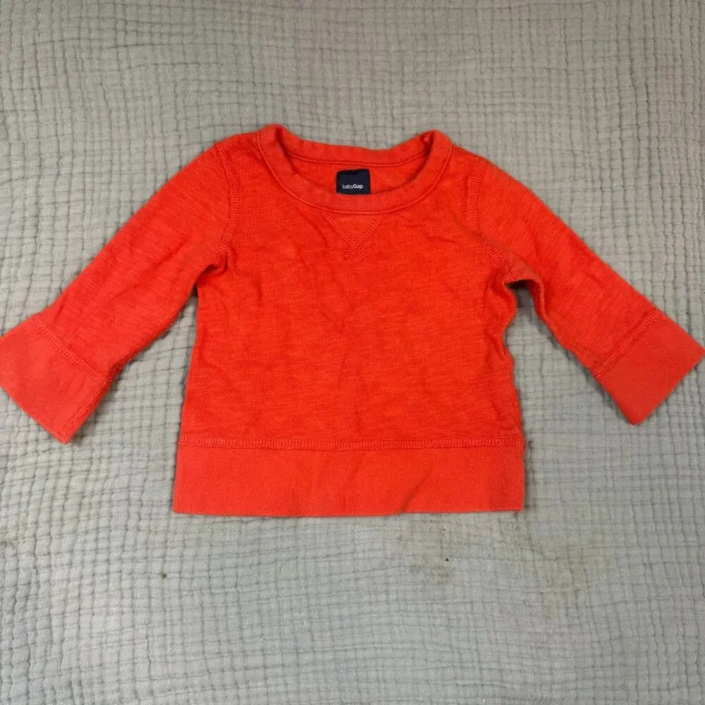 Baby Gap Orange Pullover Cotton Long Sleeve T Shirt Sweatshirt Boy 6-12 Months